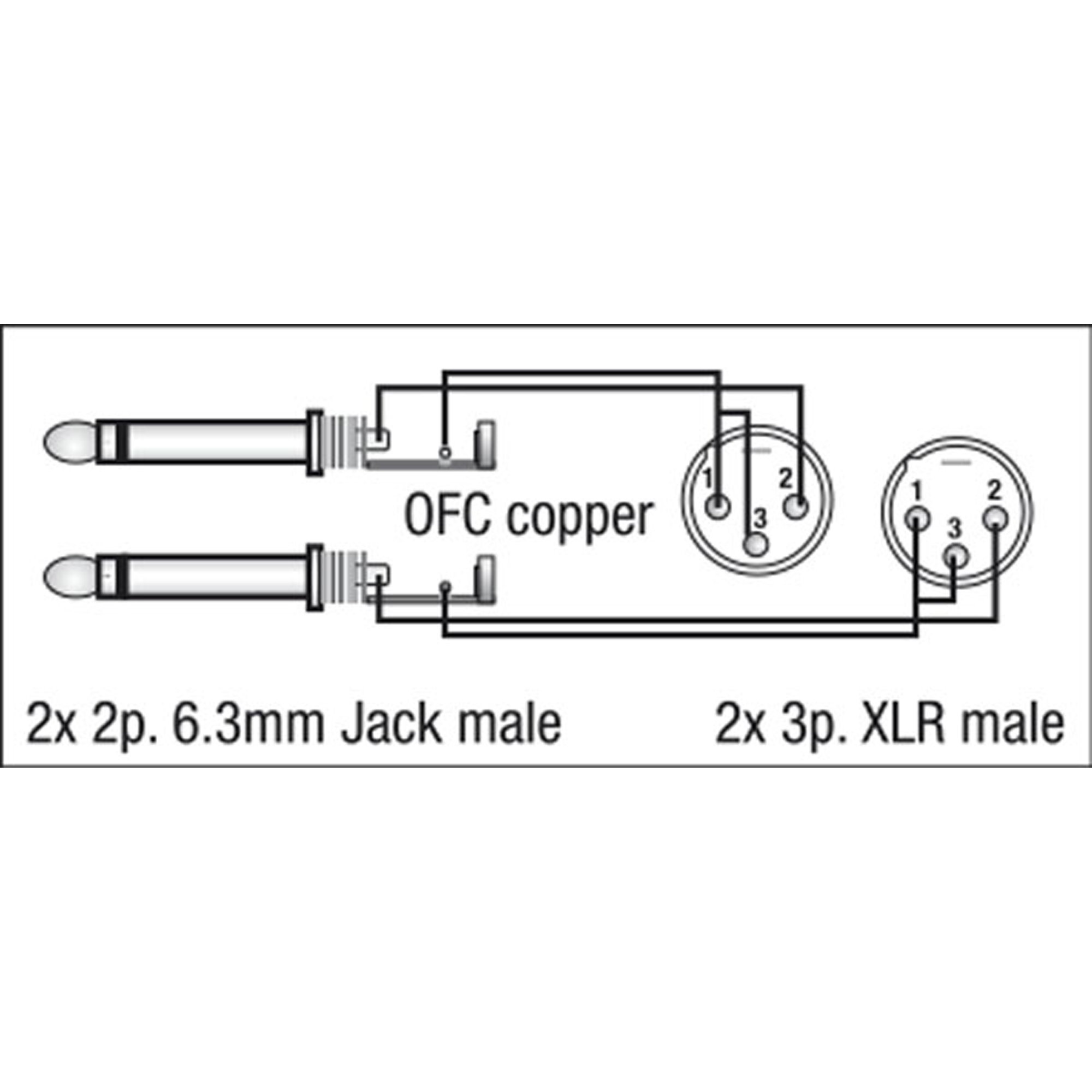 Dap FL44 - 2 unbal. Jack mono L/R to 2 XLR/M 3P 1.5 m 1,5 m