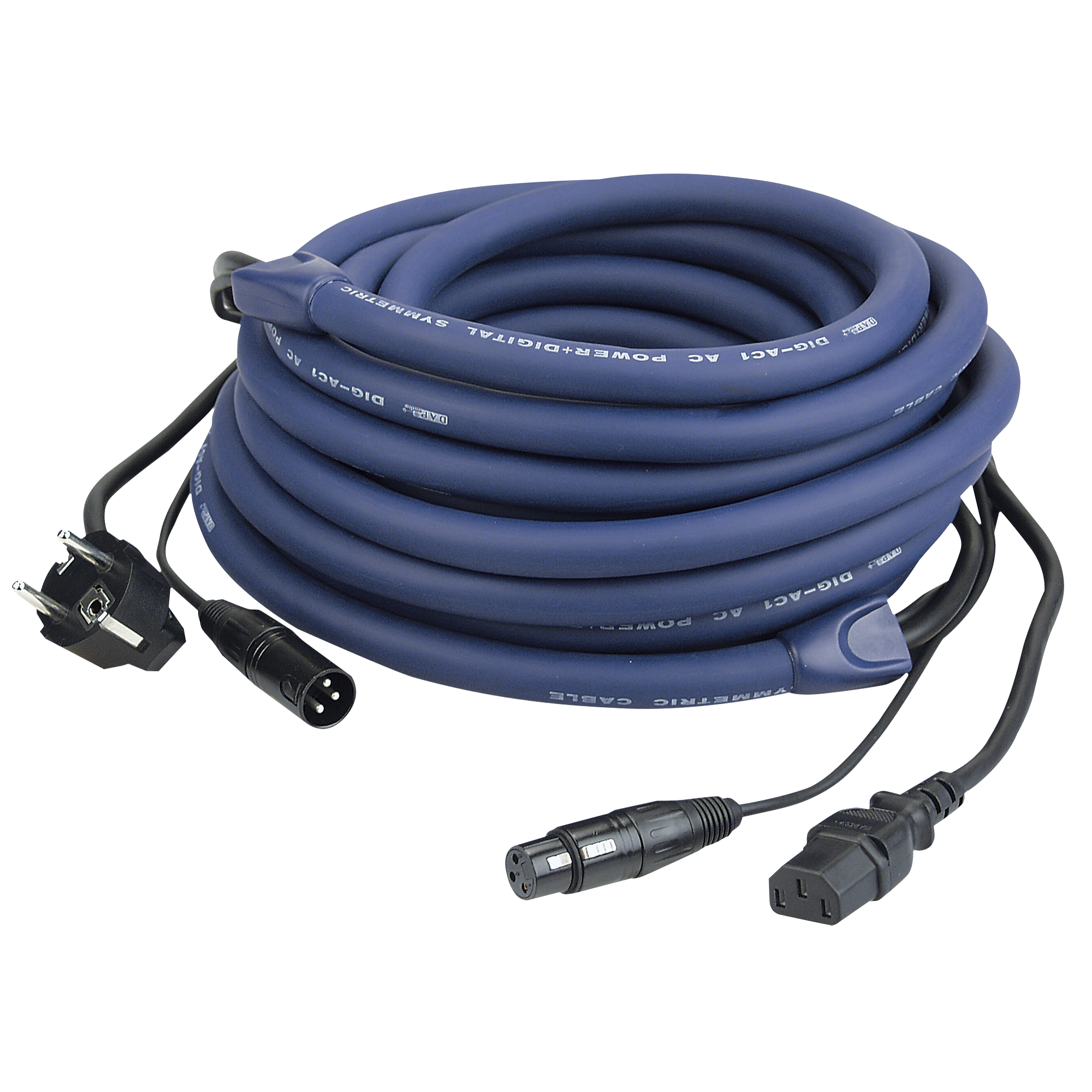 DAP FP04 - Schuko/XLR M - IEC/XLR F - DMX / Power 15 m 15 m - blu