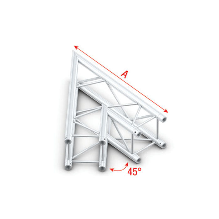 MILOS Pro-30 Square F Truss - Corner F (Prolyte Ø 27,8 mm compatible), Silver QCVF19 - angolo da 45° - impiego gravoso - argento - F