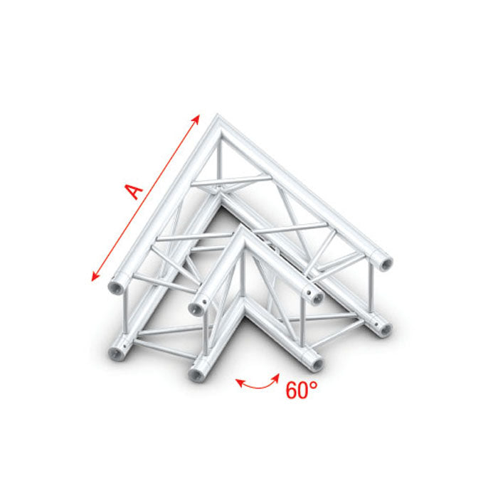 MILOS Pro-30 Square F Truss - Corner F (Prolyte Ø 27,8 mm compatible), Silver QCVF20 - angolo da 60° - impiego gravoso - argento - F