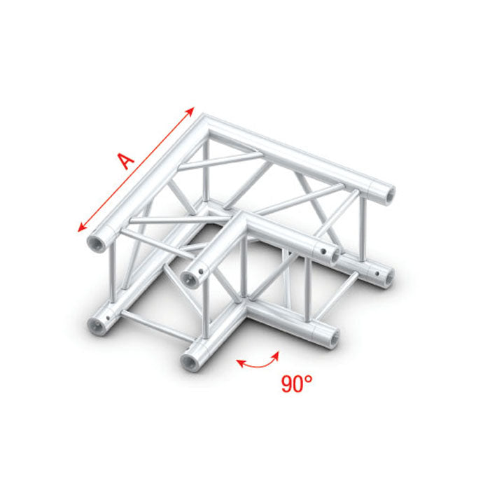 MILOS Pro-30 Square F Truss - Corner F (Prolyte Ø 27,8 mm compatible), Silver QCVF21 - angolo da 90° - impiego gravoso - argento - F
