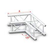 MILOS Pro-30 Square F Truss - Corner F (Prolyte Ø 27,8 mm compatible), Silver QCVF22 - angolo da 120° - impiego gravoso - argento - F