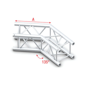 MILOS Pro-30 Square F Truss - Corner F (Prolyte Ø 27,8 mm compatible), Silver QCVF23 - angolo da 135° - impiego gravoso - argento - F