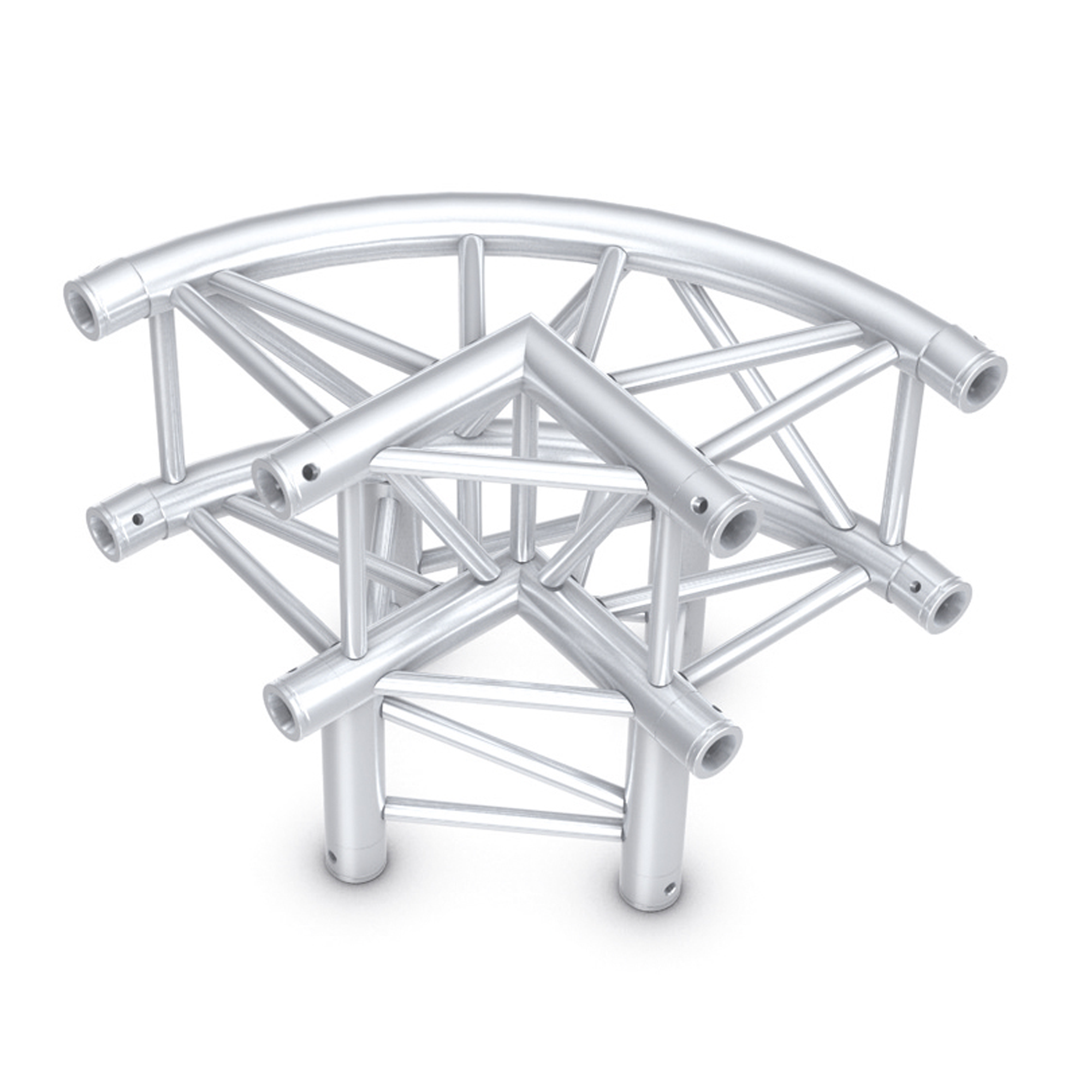 MILOS Pro-30 Square F Truss - Circle Corner 3-way F (Prolyte Ø 27,8 mm compatible), Silver QLF30-KRS - angolo da 90° - cerchio - F