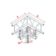 MILOS Pro-30 Square F Truss - Corner 3-way F (Prolyte Ø 27,8 mm compatible), Silver QLVF30 - angolo da 90° - impiego gravoso - argento - F