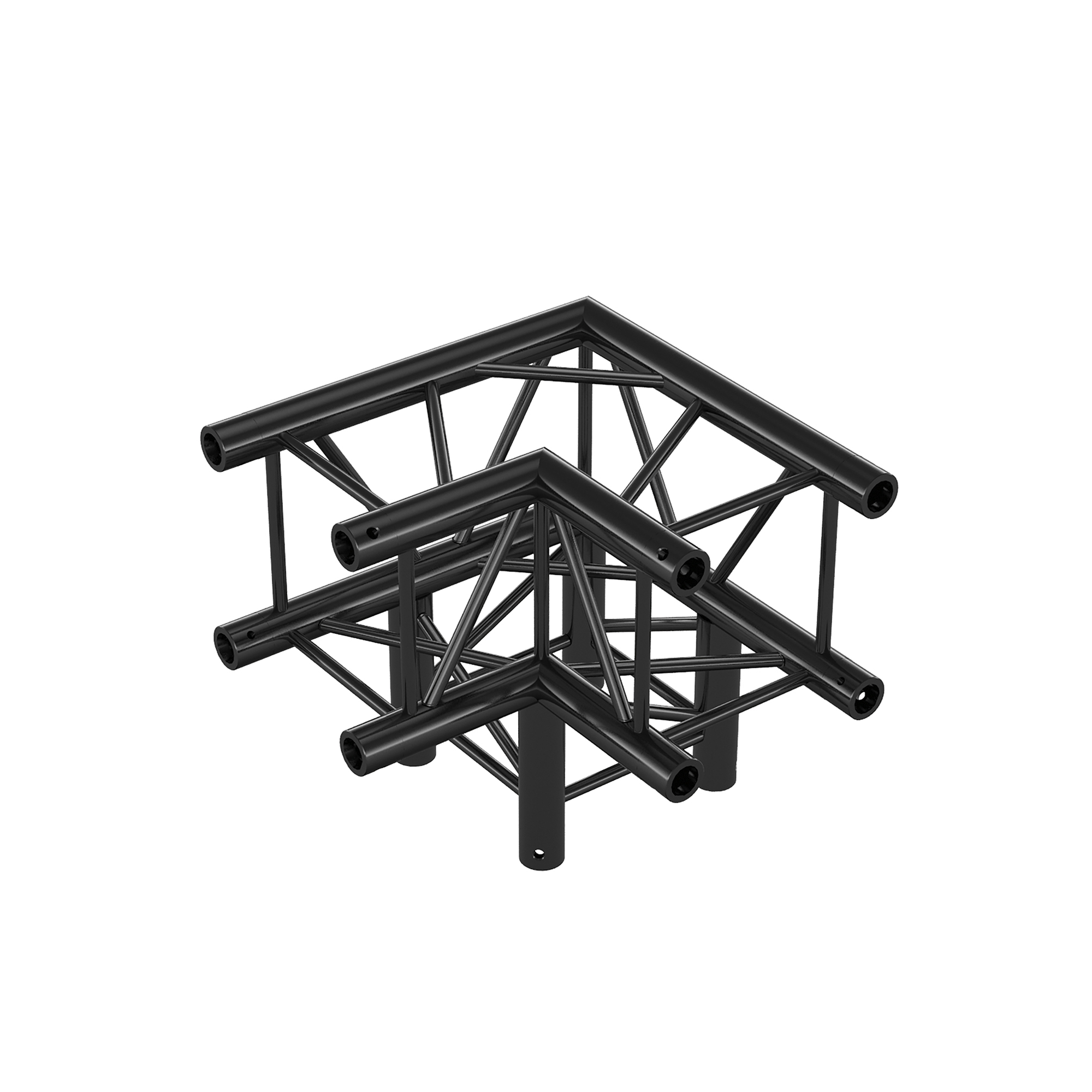 MILOS Pro-30 Square F Truss - Corner 3-way F (Prolyte Ø 27,8 mm compatible), Black QLVF30 - 90° corner - heavy duty - black - F