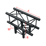 MILOS Pro-30 Square F Truss - T-Cross 3-way- 71cm F (Prolyte Ø 27,8 mm compatible), Black QTF35 - 90° corner - black