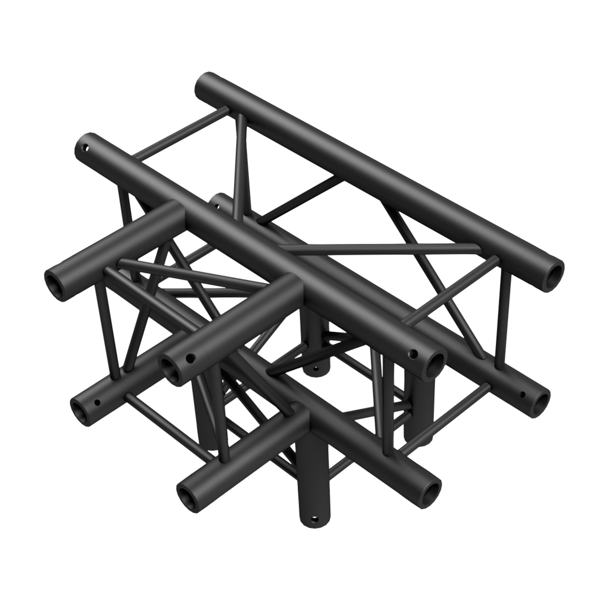 MILOS Pro-30 Square F Truss - T-Cross + Down 4-way F (Prolyte Ø 27,8 mm compatible), Black QLF40 - 90° corner - black