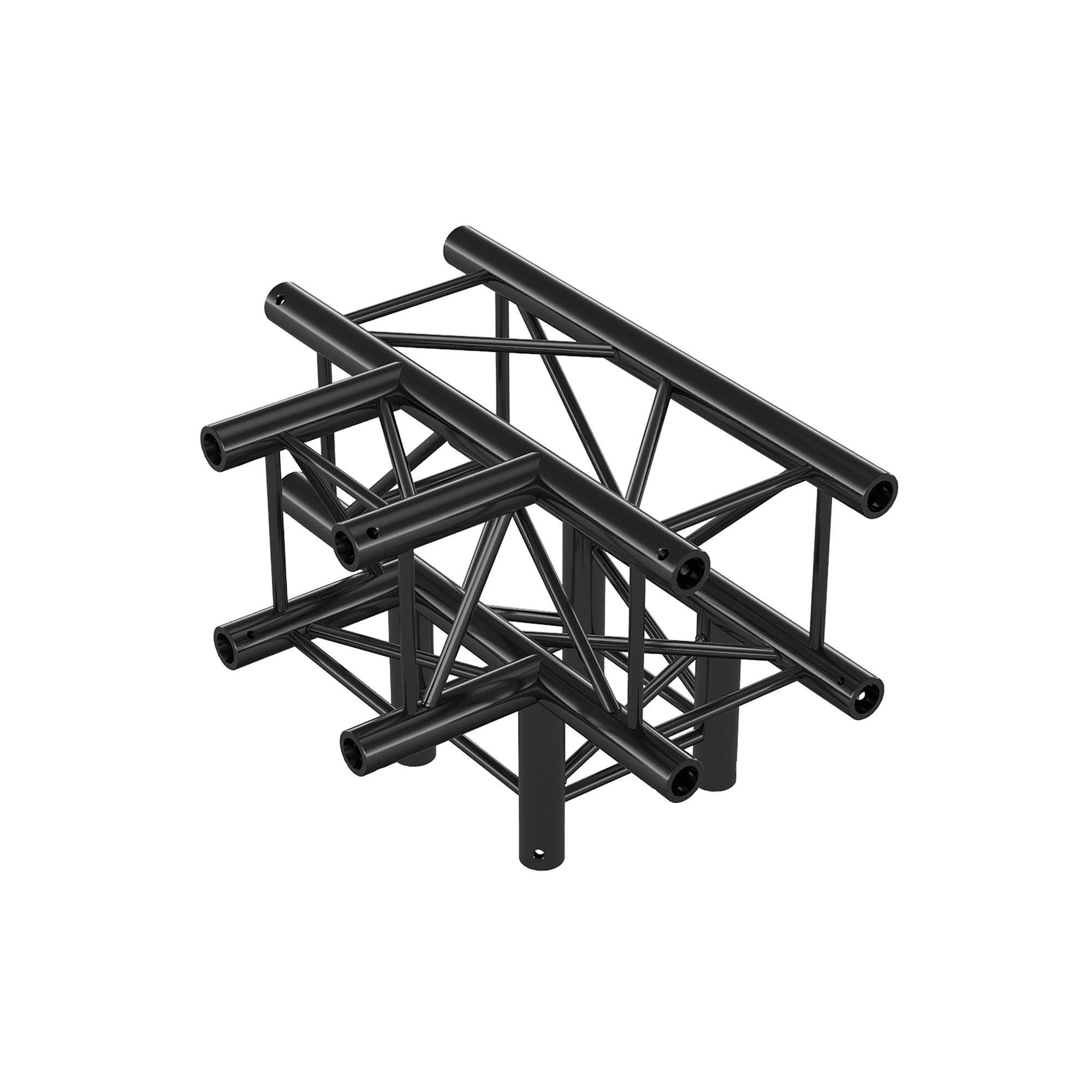 MILOS Pro-30 Square F Truss - T-cross + Down 4-way F (Prolyte Ø 27,8 mm compatible), Black QLV40 - 90° corner - heavy duty - black - F