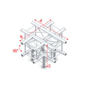 MILOS Pro-30 Square F Truss - Cross + Down 5-way -71cm F (Prolyte Ø 27,8 mm compatible), Silver QCF51 - angolo da 90° - argento - F
