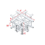 MILOS Pro-30 Square F Truss - Cross + Down 5-way F (Prolyte Ø 27,8 mm compatible), Silver QCVF51 - angolo da 90° - impiego gravoso - argento - F