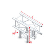 MILOS Pro-30 Square F Truss - T-Cross 3-way - 50 cm F (Prolyte Ø 27,8 mm compatible) QTF35sp - angolo da 90° - argento - F