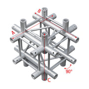 MILOS Pro-30 Square F Truss - Cross up/down 6-way - 50 cm F (Prolyte Ø 27,8 mm compatible) QCF65sp - angolo da 90° - argento - F