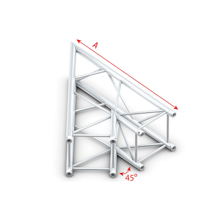 MILOS Pro-40 Square F Truss - Corner - Heavy Duty F (Prolyte Ø 27,8 mm compatible), Silver QCLF19 - angolo da 45° - F