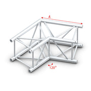 MILOS Pro-40 Square F Truss - Corner - Heavy Duty F (Prolyte Ø 27,8 mm compatible), Silver QCLF22 - angolo da 120° - F