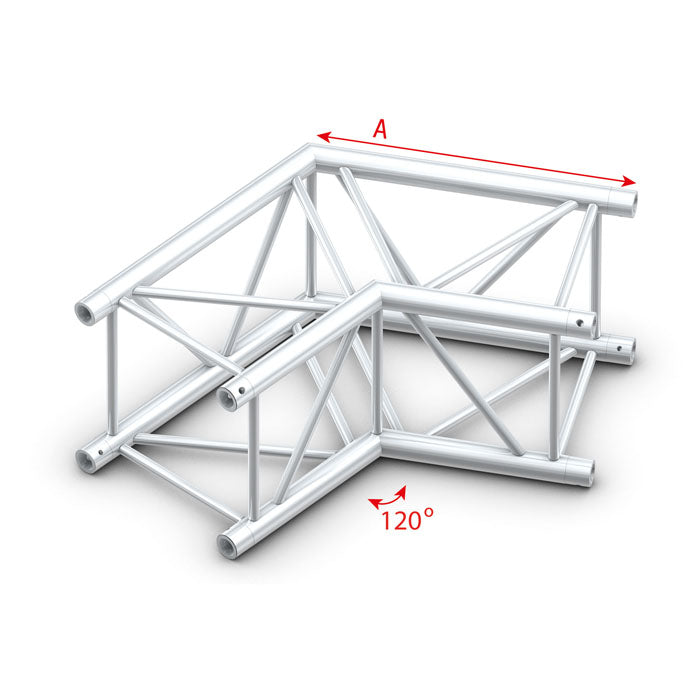 MILOS Pro-40 Square F Truss - Corner - Heavy Duty F (Prolyte Ø 27,8 mm compatible), Silver QCLF22 - angolo da 120° - F
