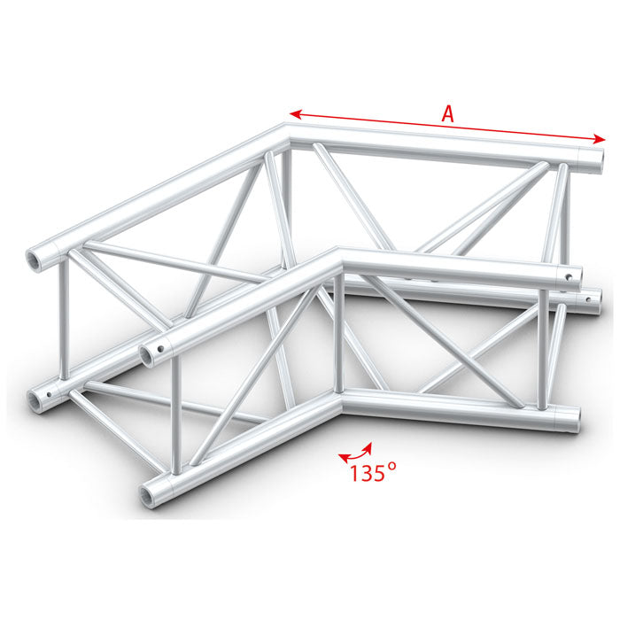 MILOS Pro-40 Square F Truss - Corner - Heavy Duty F (Prolyte Ø 27,8 mm compatible), Silver QCLF23 - angolo da 135° - F