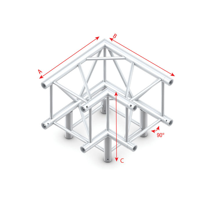 MILOS Pro-40 Square F Truss - Corner 3-way 90° F (Prolyte Ø 27,8 mm compatible), Silver QLLF30 - angolo da 90° - impiego gravoso - F