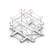 MILOS Pro-40 Square F Truss - Cross 4-way F (Prolyte Ø 27,8 mm compatible), Silver QCLF41 - angolo da 90° - impiego gravoso - F