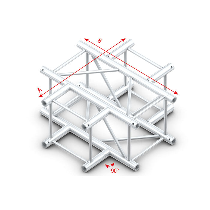 MILOS Pro-40 Square F Truss - Cross 4-way F (Prolyte Ø 27,8 mm compatible), Silver QCLF41 - angolo da 90° - impiego gravoso - F
