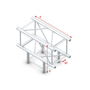 MILOS Pro-40 Square F Truss - T-Cross 3-way F (Prolyte Ø 27,8 mm compatible), Silver QTLF35 - angolo da 90° - impiego gravoso - F