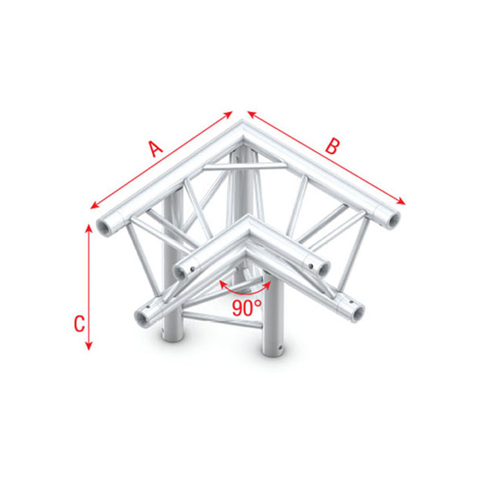 MILOS Pro-30 Triangle F Truss - Corner down left - apex down F (Prolyte Ø 27,8 mm compatible) ALF34 - angolo da 90° - F