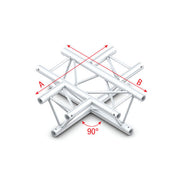 MILOS Pro-30 Triangle F Truss - Cross horizontal - 4-way - 71 cm F (Prolyte Ø 27,8 mm compatible) ACF41 - angolo da 90° - F