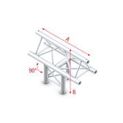 MILOS Pro-30 Triangle F Truss - T-Cross vertical - 3-way - apex up - 71 cm F (Prolyte Ø 27,8 mm compatible) ATF35B - angolo da 90° - F
