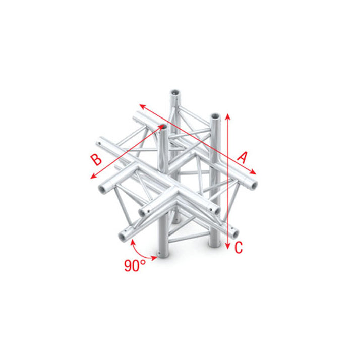 MILOS Pro-30 Triangle F Truss - T-Cross + up/down 5-way - 74 cm F (Prolyte Ø 27,8 mm compatible) ATF51 - angolo da 90° - F