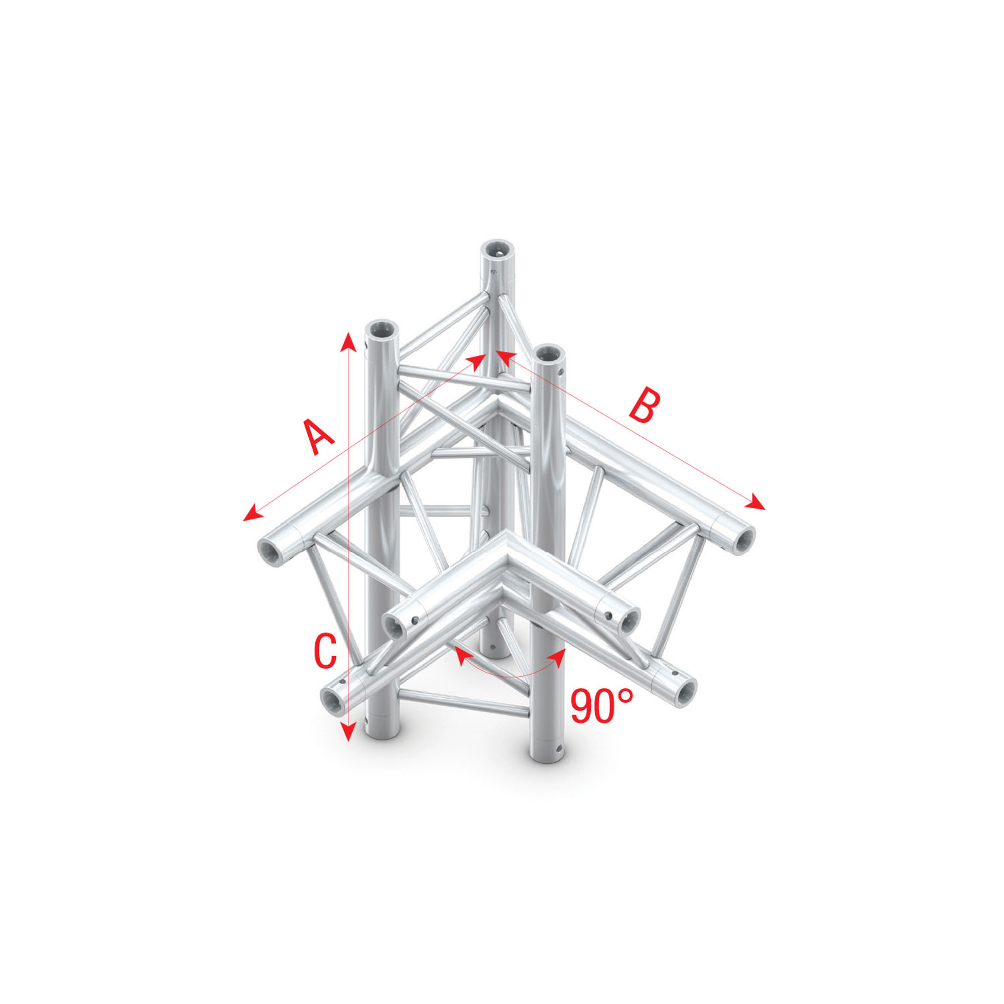 MILOS Pro-30 Triangle F Truss - Cross up/down 6-way - 74 cm F (Prolyte Ø 27,8 mm compatible) ACF61 - angolo da 90° - F