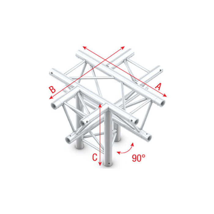 MILOS Pro-30 Triangle F Truss - Cross + down - 5-way - apex down - 71 cm F (Prolyte Ø 27,8 mm compatible) ACF53 - angolo da 90° - F