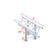 MILOS Pro-30 Triangle F Truss - T-Cross vertical 3-way - apex down - 50 cm F (Prolyte Ø 27,8 mm compatible) ATF35sp - angolo da 90° - argento - F