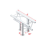 MILOS Pro-30 Triangle F Truss - T-Cross vertical - 3-way - apex down - 50 cm F Ø 27,8 mm ATF37sp - angolo da 90° - argento - F