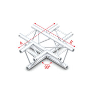 MILOS Pro-30 Triangle F Truss - Cross 4-way - 50 cm F Ø 27,8 mm ACF41sp - angolo da 90° - argento - F
