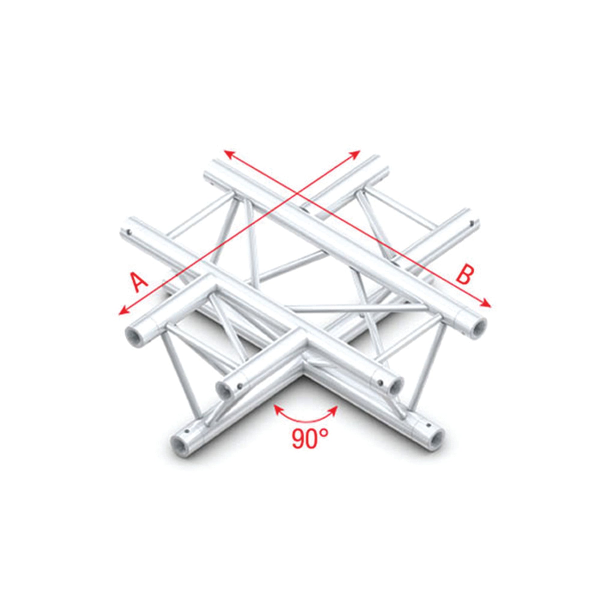MILOS Pro-30 Triangle F Truss - Cross 4-way - 50 cm F Ø 27,8 mm ACF41sp - angolo da 90° - argento - F