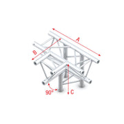 MILOS Pro-30 Triangle F Truss - T-Cross + down 4-way - 50 cm F (Prolyte Ø 27,8 mm compatible) ATF42sp - angolo da 90° - argento - F