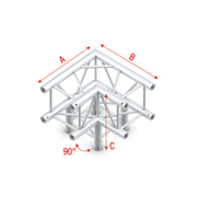 MILOS Pro-30 Square G Truss - Corner 3-way G (Global & Euro Ø 29,0 mm compatible), Silver QLVU30 - 90° corner - heavy duty - silver - G