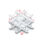 MILOS Pro-30 Square G Truss - Cross 4-way -71cm G (Global & Euro Ø 29,0 mm compatible), Silver QCU41 - 90° corner - silver
