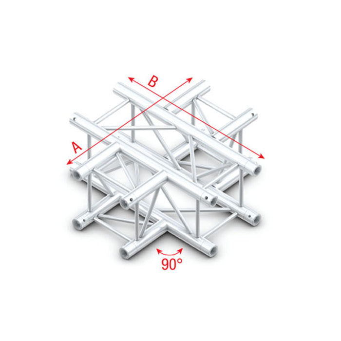 MILOS Pro-30 Square G Truss - Cross 4-way -71cm G (Global & Euro Ø 29,0 mm compatible), Silver QCU41 - 90° corner - silver