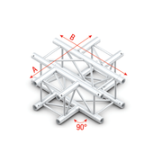 MILOS Pro-30 Square G Truss - Cross 4-way G Ø 29,0 mm, Silver QCVU41 - 90° corner - heavy duty - silver - G