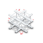 MILOS Pro-30 Square G Truss - Cross 4-way - 50 cm G (Global & Euro Ø 29,0 mm compatible) QCU41sp - 90° corner - silver - G