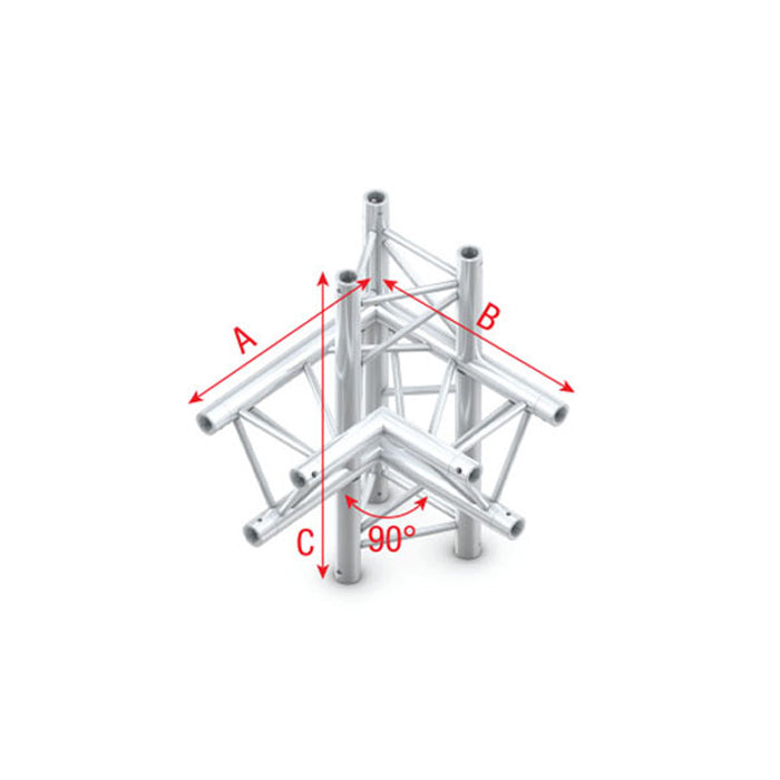 MILOS Pro-30 Triangle G Truss - Corner up/down - left - 74 cm G (Global & Euro Ø 29,0 mm compatible) ACU45 - 90° corner - G