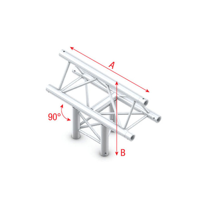 MILOS Pro-30 Triangle G Truss - T-Cross vertical - 3-way - apex up - 71 cm G (Global & Euro Ø 29,0 mm compatible) ATU35B - 90° corner - G