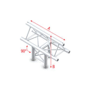 MILOS Pro-30 Triangle G Truss - T-Cross vertical - 3-way - apex up - 50 cm G (Global & Euro Ø 29,0 mm compatible) ATU35Bsp - 90° corner - silver - G