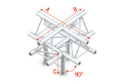 MILOS Pro-30 Triangle G Truss - Cross + down 5-way - apex up - 50 cm G (Global & Euro Ø 29,0 mm compatible) ACU52sp - 90° corner - silver - G