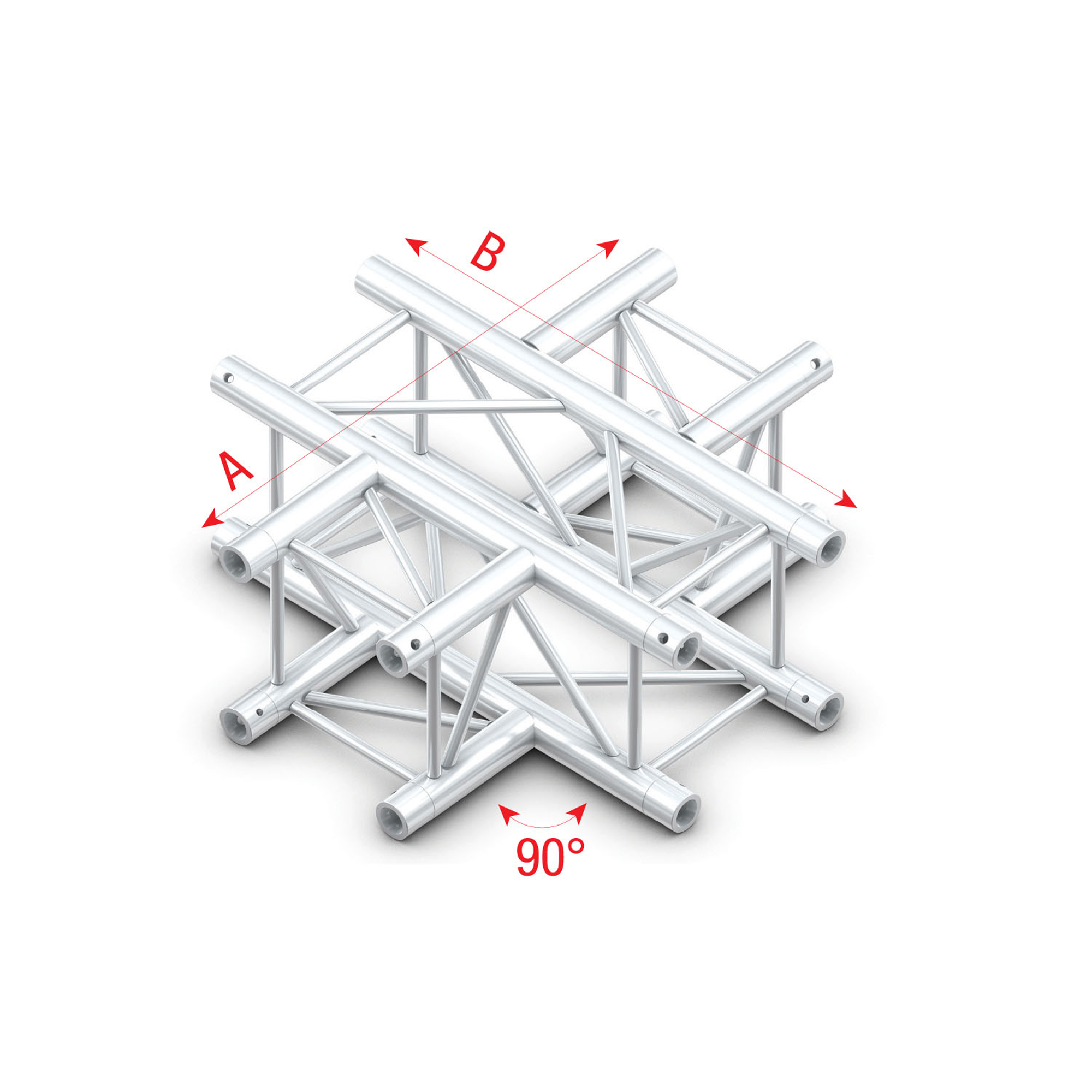 MILOS Pro-30 Square P Truss - T-Cross 3-way - 71 cm P (Milos Ø 29,8 mm compatible), Silver