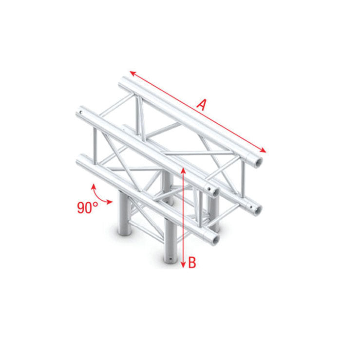 MILOS Pro-30 Square P Truss - T-Cross 3-way - 50 cm P (Milos Ø 29,8 mm compatible) QTB35sp - 90° corner - silver - P