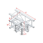 MILOS Pro-30 Square P Truss - T-Cross + Down 4-way - 50 cm P (Milos Ø 29,8 mm compatible) QLP40sp - 90° corner - silver - P