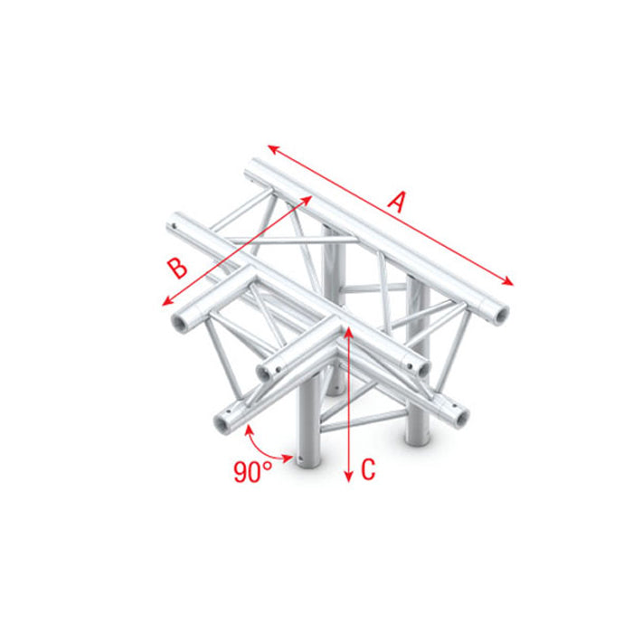 MILOS Pro-30 Triangle P Truss - T-Cross + down 4-way - 71cm P (Milos Ø 29,8 mm compatible) ATB42 - 90° corner