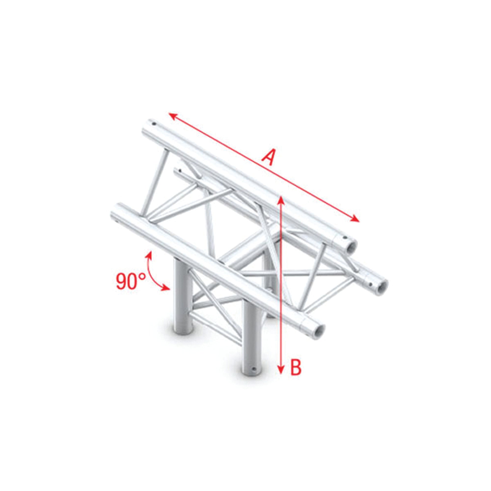 MILOS Pro-30 Triangle P Truss - T-Cross vertical - 3-way - apex up - 50 cm P (Milos Ø 29,8 mm compatible) ATB35Bsp - 90° corner - silver - P